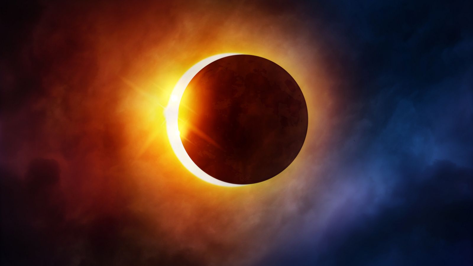 Fotografía de eclipse solar total — corona solar visible a simple vista